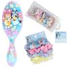 Wet Brush Bluey & Bingo Kids Midi Hair Brush, Limited Edition, Purple + Goody x Bluey Multicolor Satin Scrunchies 4ct + Multicolor Hair Polybands in Bluey, Bingo & Characters Pouch 300ct