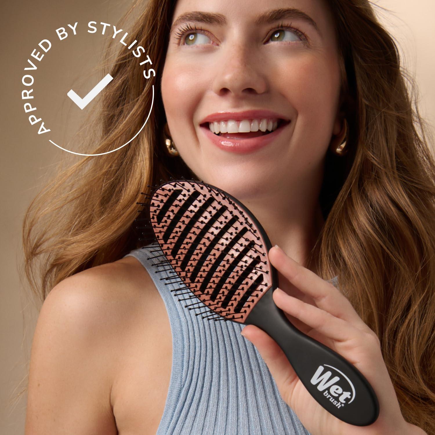 image:imageWet Brush Ceramic Speed Dry Hair Brush Purple Vented Design amp Soft HeatFlex Bristles for BlowDry Safe Styling Ergonomic Handle for PainFree Detangling Hair Accessories for All Hair TypesBlack