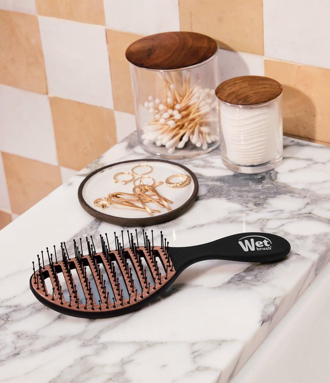 image:imageWet Brush Ceramic Speed Dry Hair Brush Purple Vented Design amp Soft HeatFlex Bristles for BlowDry Safe Styling Ergonomic Handle for PainFree Detangling Hair Accessories for All Hair TypesBlack